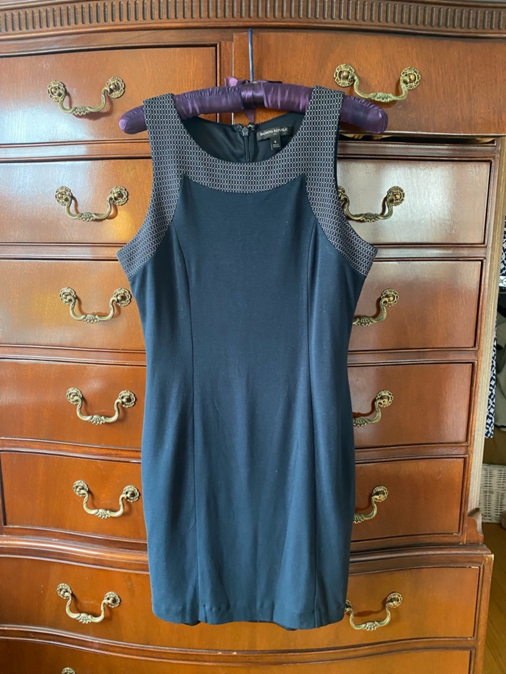 Banana Republic Black Sleeveless Dress with Contrast black and cream Trim